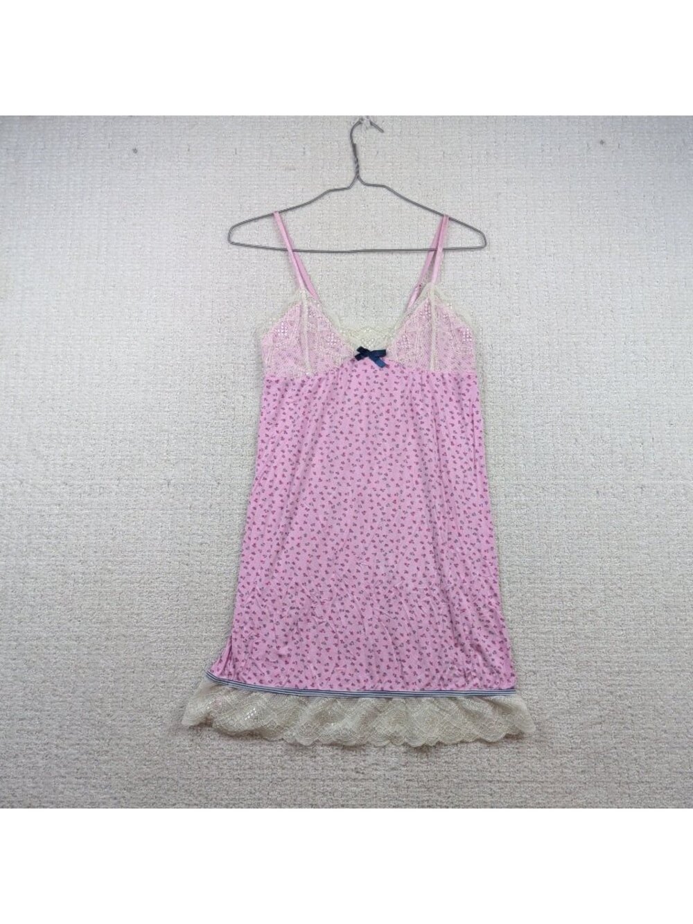 Y2K Claudel Fairycore Floral Pink Lace Trim Slip Dress Coquette Glam Wom Sz S